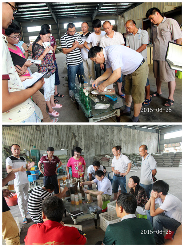 2015年6月25日合肥市庐阳区食用菌协会学员在合肥立新菌种场培训学校现场实习食用菌菌种制作技术—— 液体菌种以及 一级母种培养基