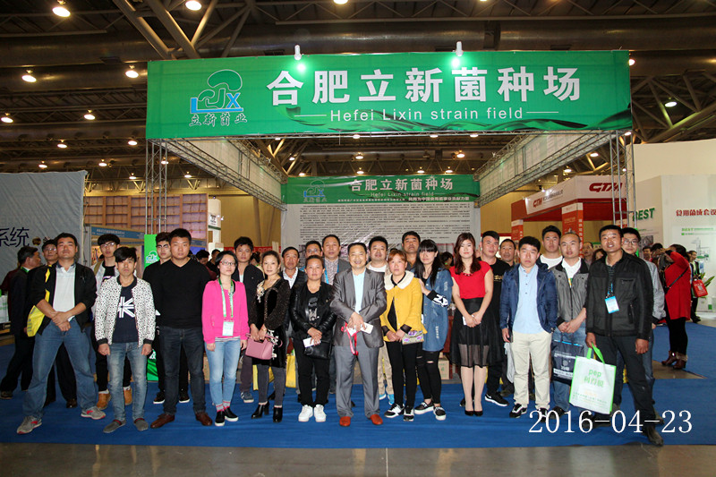 2016年4月23日合肥立新菌种场培训基地学员在合肥立新菌种场展位合影留念