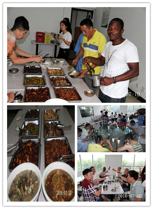 2016年7月10日合肥立新食用菌培训j基地学员在校食堂小聚餐
